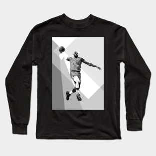 Lebron James Dunk WPAP Pop Art Black & White Illustration Long Sleeve T-Shirt